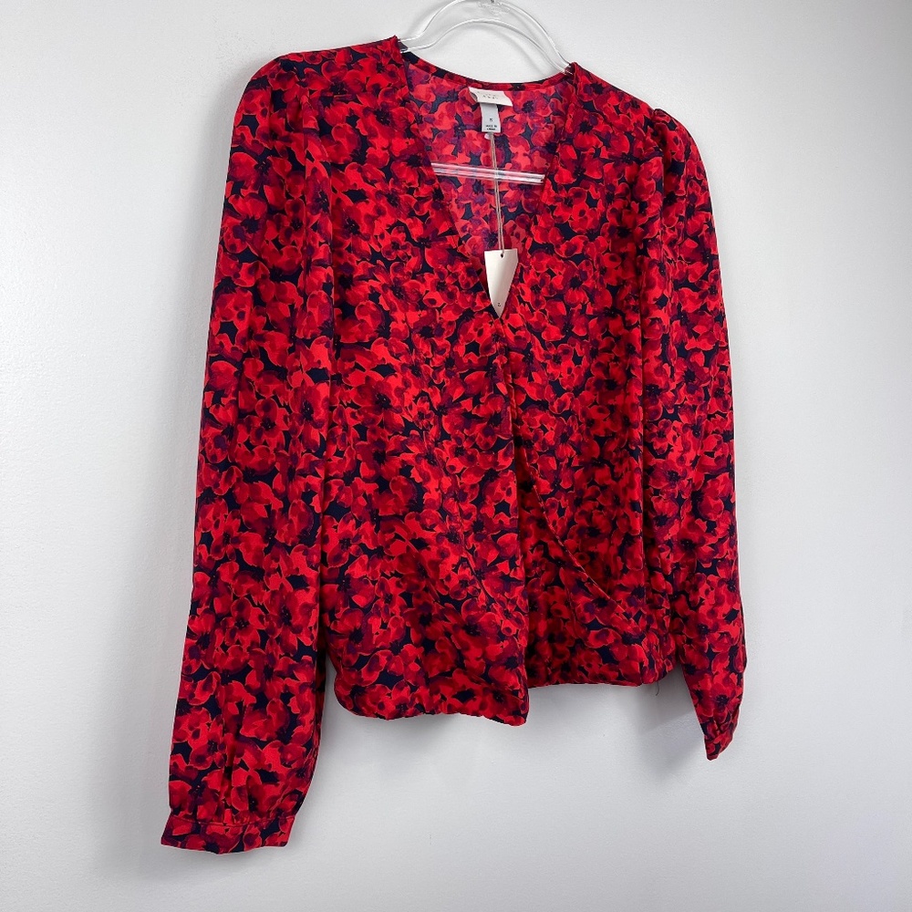A New Day Red Floral Blouse NWT - Picture 4 of 8